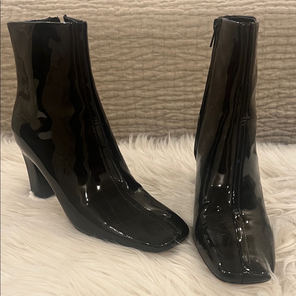 Vince Black Patent Ankle Boots